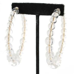 Clear Ball Gold 2.75 Inches Round Hoop Earrings Transparent Fashion Jewelry